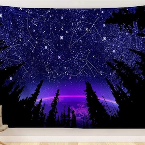 Tapisserie Ciel étoilé Constellation Galaxie Tenture murale Tapisseries d'art abstrait pour chambre à coucher, salon et dortoir