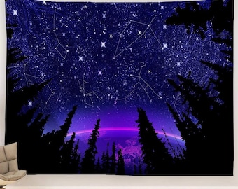 Starry Night Sky Tapestry Constellation Galaxy Wall Hanging Abstract Art Tapestries for Bedroom, Living Room, Dorm Decor