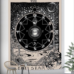 Tapiz de Tarot de la Estrella, Carta del Tarot, Europa Medieval, Adivinación, Tapices Misteriosos para Colgar en la Pared para la Decoración de la Habitación