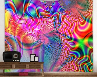 Trippy Psychedelic Art Tapestry Wall Hanging Meditation Hippie Tapestries Wall Decor for Bedroom Living Room Dorm