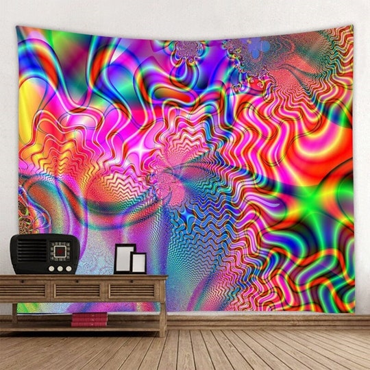 Trippy Psychedelic Art Tapestry Wall Hanging Meditation Hippie Tapestries Wall Decor