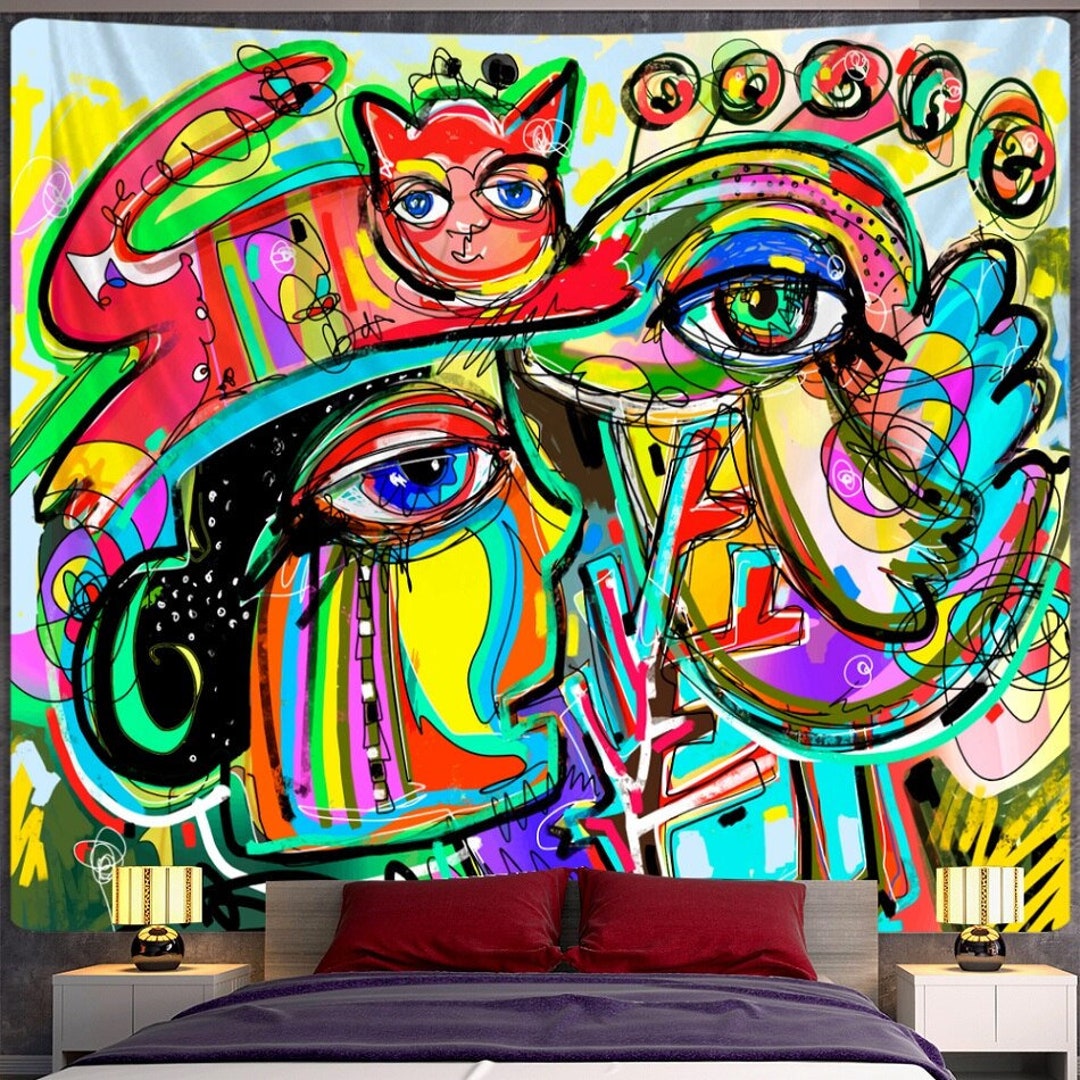 Graffiti Tapestry Urban Street Psychedelic Art Wall Hanging Colorful