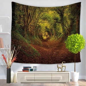 Forest Tunnel Tapestry Tree Tunnel Wall Hanging Magical Forest Tapestries for Home Decoration