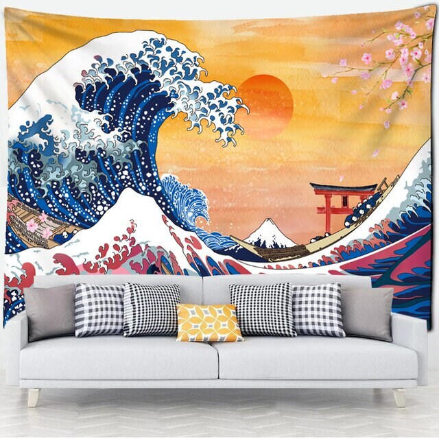 Great wave of pug tapestry hotsell
