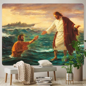 Miracle of Jesus Christ Tapestry Religious Wall Hanging Christian Tapestries for Room Decor