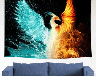 Art Musical Note Tapestry Modern Music Symbol with Ice and Fire Art Decor Wall