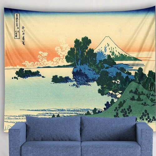 Japanese Mount Fuji Tapestry Wall Hanging Art Painting Wall Etsy