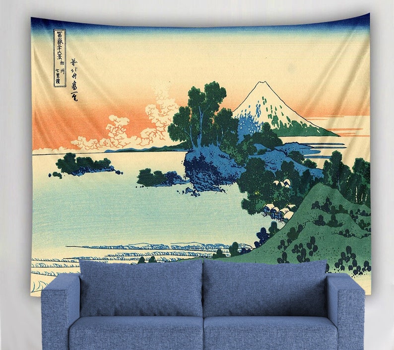 Japanese Tapestry Wall Hanging Ukiyo-e Painting Wall Hanging Japanese Art Decor Nature Theme image 1