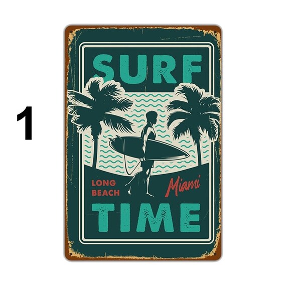 Wait Your Turn Surfing Vintage Retro Tin Metal Sign 13 x 16in 