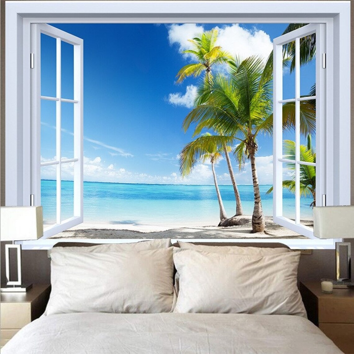 Beautiful Open Window View Tapestry Tropical Paradise Ocean Etsy