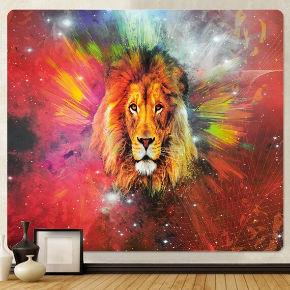 Lion Tapestry Animal Psychedelic Wall Tapestry Art Wall Hanging Cool Aesthetic Tapestries for Bedroom Living Room Dorm