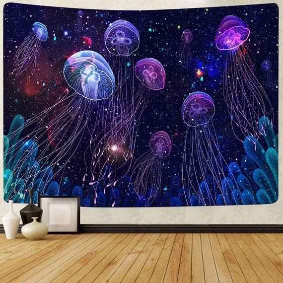 Jellyfish Tapestry Wall Hanging Psychedelics Art Tapestries for