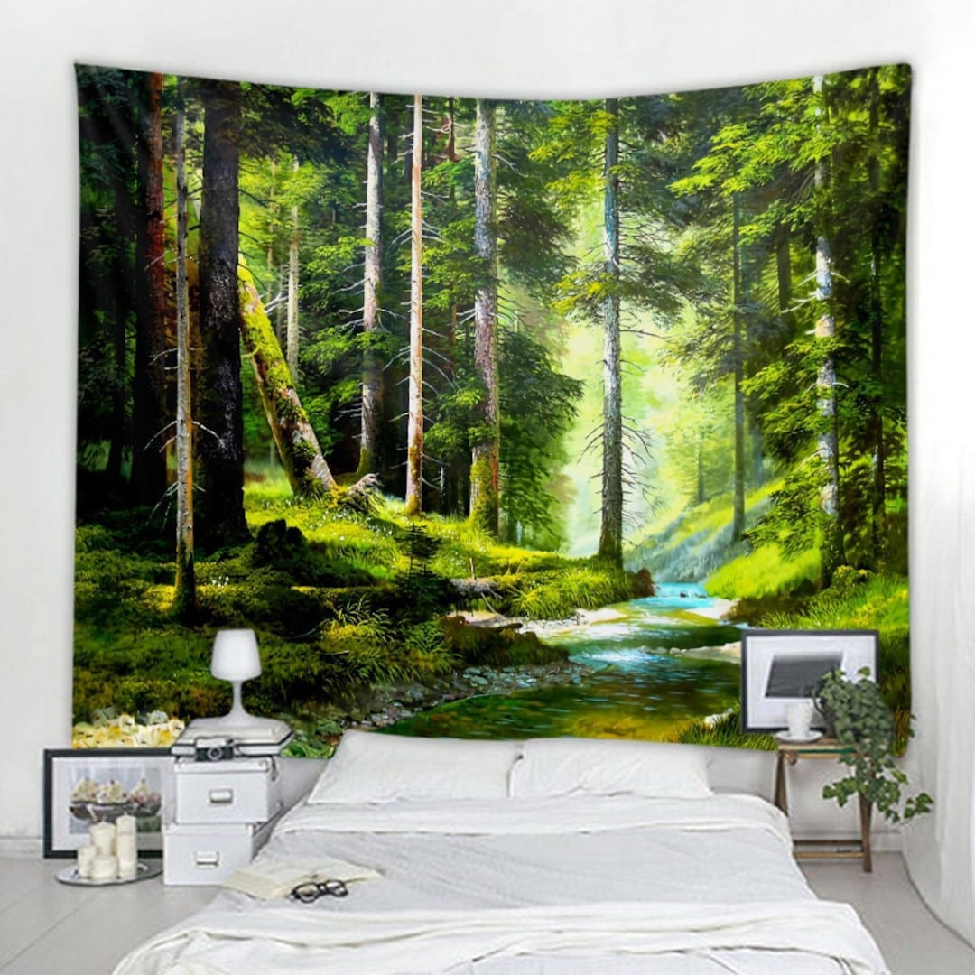Forest Wall Tapestry Nature Hanging Tapestries Trees Wall Art Aesthetic ...