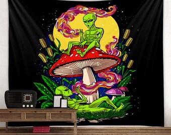 Alien smoking tapestry hotsell