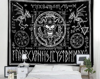 Satanic Tapestry The Devil Sign Occult Wall Tapestry Satanic Wall Hanging Gothic Room Decor