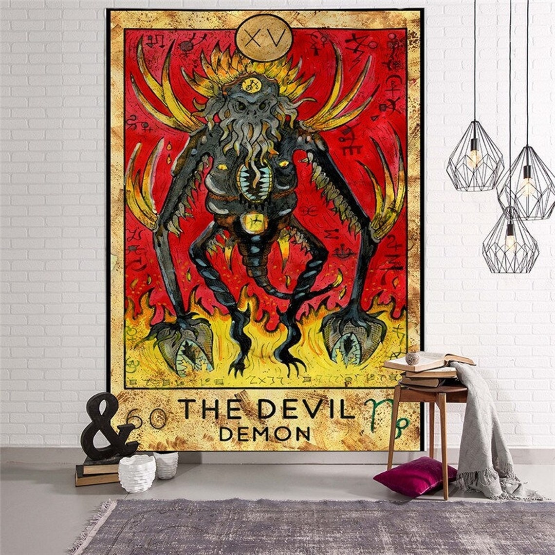 Tarot Card Tapestry Tarot Tapestry the Devil Demon Tapestry Etsy