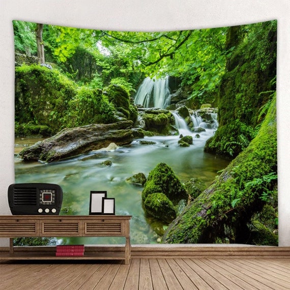 Nature Tapestry Waterfall Wall Tapestry Forest Wall Hanging Tree Tapestries Wall Decor Etsy UK