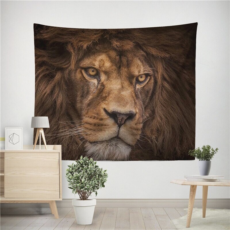 Lion Tapestry Wall Hanging Nature Animal Tapestries Lion Head Etsy
