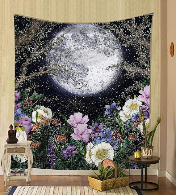 floral moon tapestry