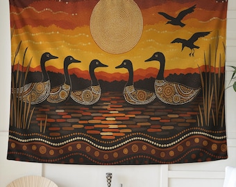 鮮やかなアボリジニアートのカンガルー壁掛けタペストリー - 寝室、寮