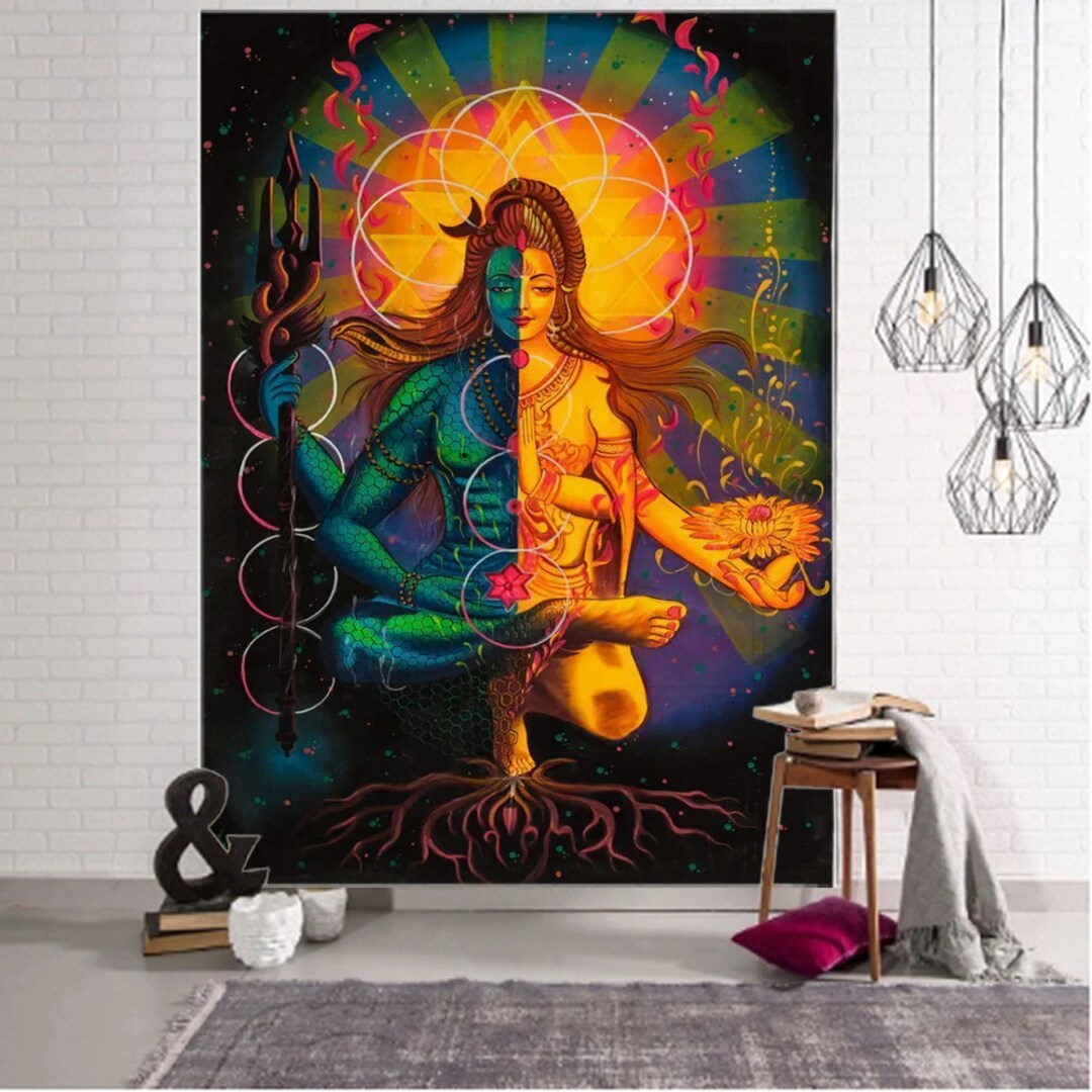 Lord Shiva Tapestry Blessing Lord Shiva Hindu God Wall Hanging Indian