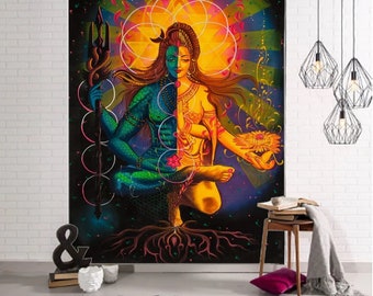 Lord Shiva Tapestry Blessing Lord Shiva Hindu God Wall Hanging Indian Meditation Tapestries Bohemian Room Decor