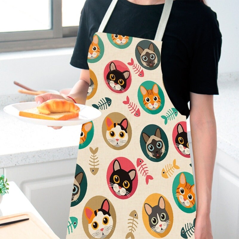 Cat Apron for Kids Women Cats Aprons Cooking Kitchen Cat Lover Etsy