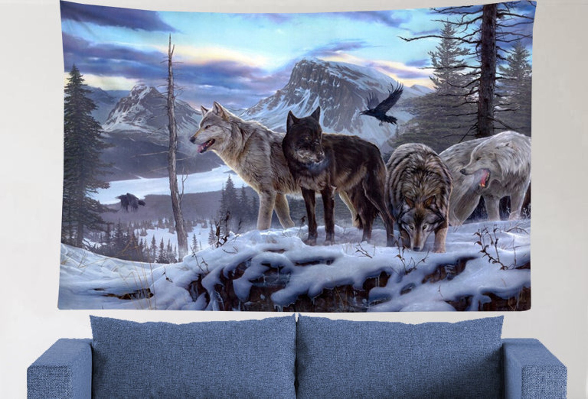Wolf Tapestry Wolves Wall Tapestry Wall Hanging Wall Decor