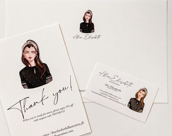 Semi-Custom Portrait Illustrations - Printed Paper Products