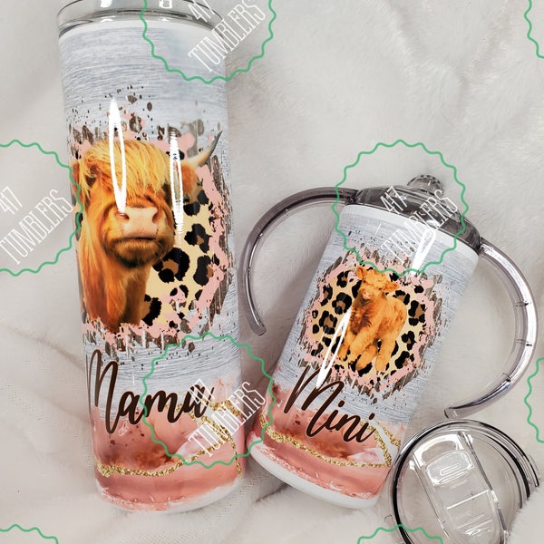 Highland Cow Mommy And Me Tumbler Set