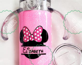 Girl Mouse Inspired Glitter Epoxy Personalized Sippy Tumbler