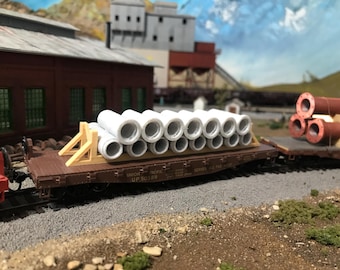 HO Scale Train Pipe Load for Flatbed Cars