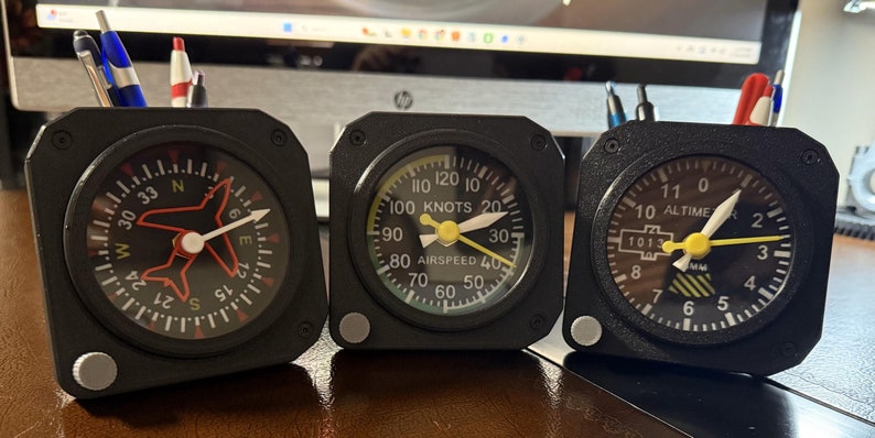 Instrument Panel Clocks Aircraft Instrument Desk Clock With Pencil Holder - Etsy