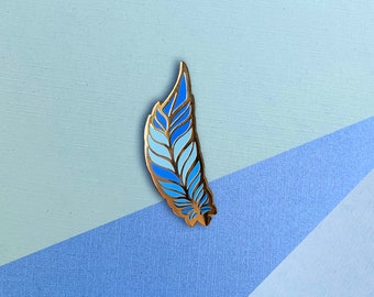 Harvest Moon Blue Feather Enamel Pin