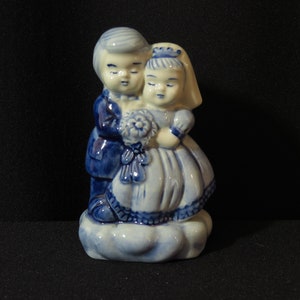 Vintage White & Blue Lovers / Wedding Figurine