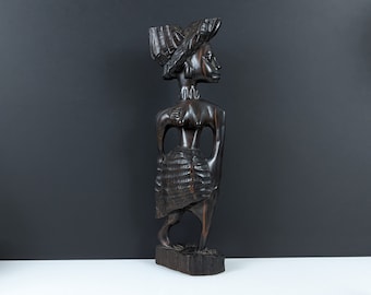 Tall Vintage (Ironwood) Hardwood Hand Carved African Figure / Statue , 41 cm