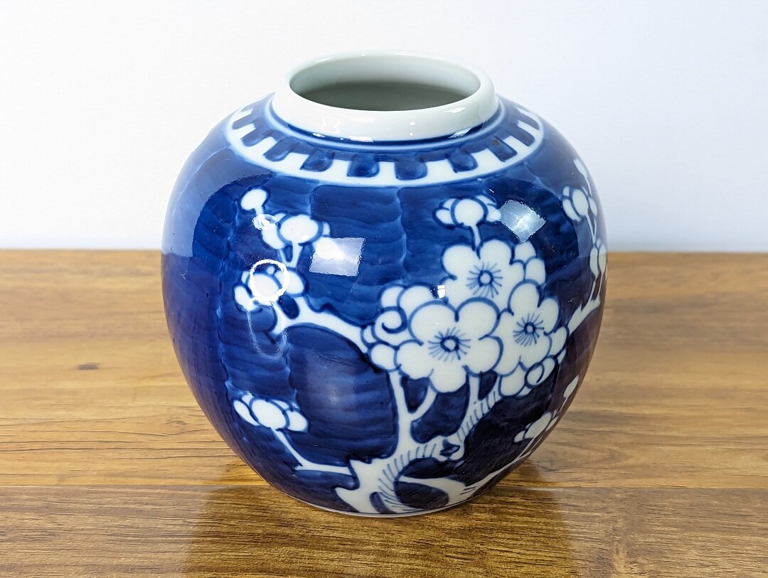 Chinese Ginger Jar / Vase Blue & White Prunus Blossom Double Etsy