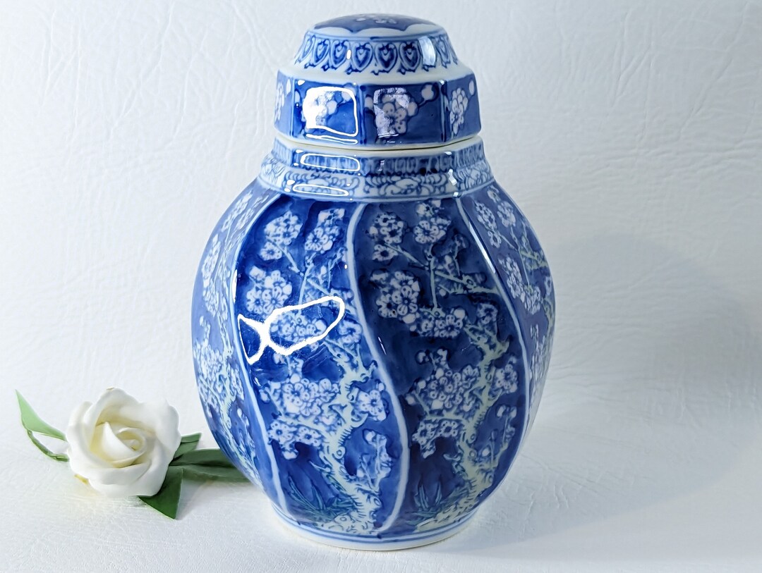 Vintage Oriental Urn / Jar / Vase , Hand Painted Etsy