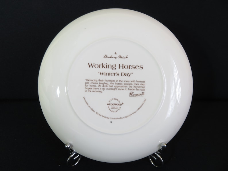 winters day Working Horses Danbury Mint,Wedgwood of Etruria Vintage Decorative Plate