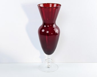 Hand Made Ruby Red Vase
