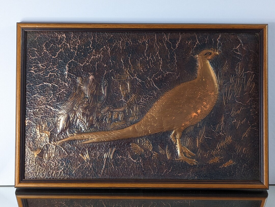 Vintage Framed 3D Hammered Copper Wall Art Signed U.S. Etsy