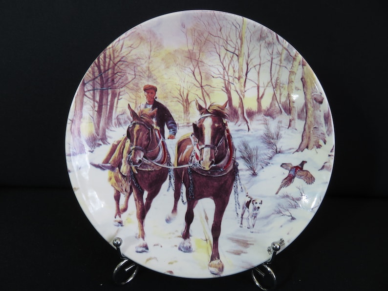 winters day Working Horses Danbury Mint,Wedgwood of Etruria Vintage Decorative Plate
