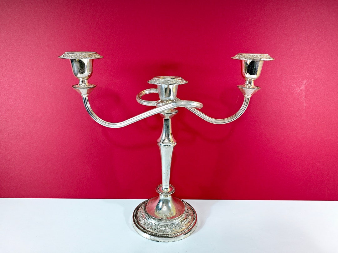 Vintage Silver Plated Candelabra/candle Holder Etsy