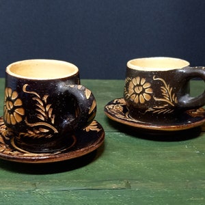 Vintage Studio Pottery , Hand Made 2 x Coffee Cups