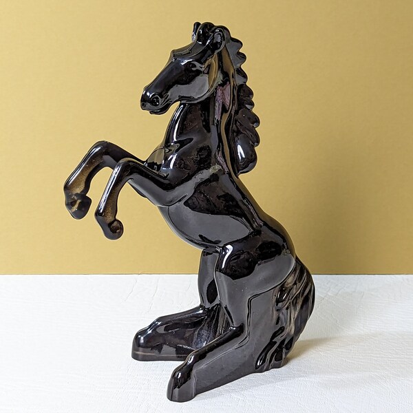 Vintage Black Glass Horse Figurine