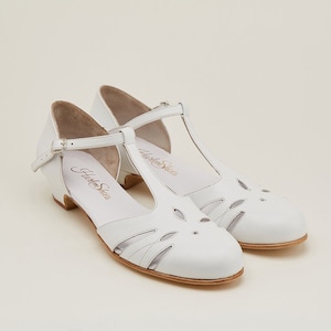 Różowe w Białej Skórze | Damskie Buty Do Tańca Swing | Buty Vintage | Dostosowane | Buty Harlem