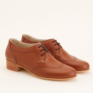 Damen Oxfords aus hellbraunem Leder | Frauen Swing Tanzschuhe | Vintage Schuhe | Angepasst | Harlem Schuhe
