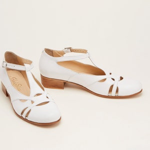 Spring in White Leather | Women Swing Dance Shoes | Vintage Shoes | Customized | Harlem Shoes