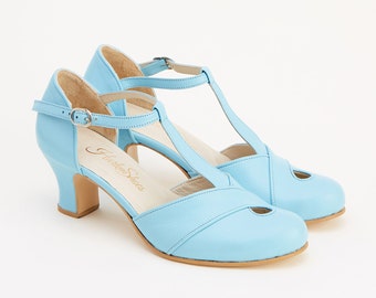 Muse in Baby Blue Leather | Women Swing Dance Shoes | Vintage Shoes | Customized | Harlem Shoes