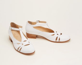 Spring in White Leather | Women Swing Dance Shoes | Vintage Shoes | Customized | Harlem Shoes